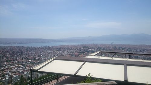 High angle view of townscape against sky