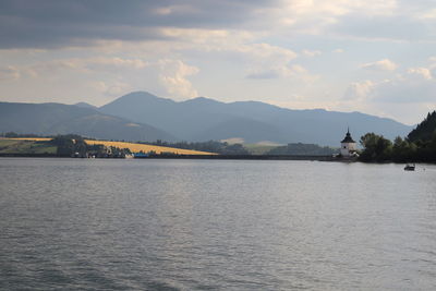 Scenic view of lake against sky