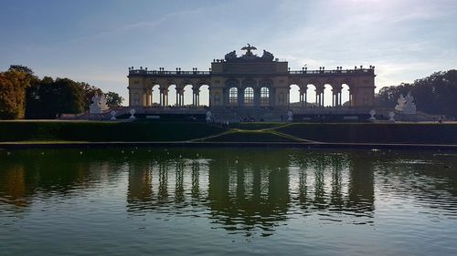 Reflection of building in water