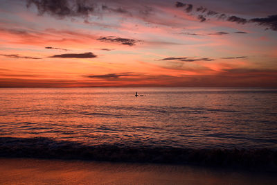 Scenic view of sea against sky at sunset