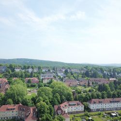 High angle view of townscape against sky