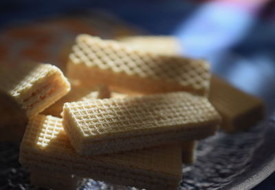 Close-up of bisquits on table