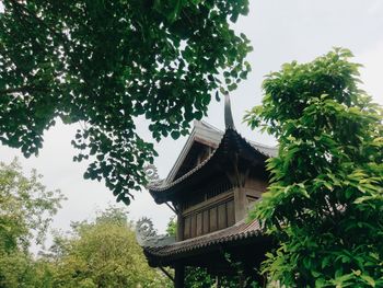 Low angle view of temple against clear sky