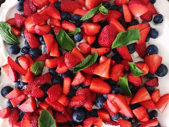 Full frame shot of chopped strawberries