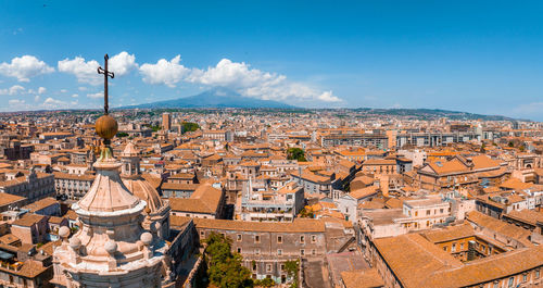 Aerial panoramic view of trapani harbor, sicily, italy.