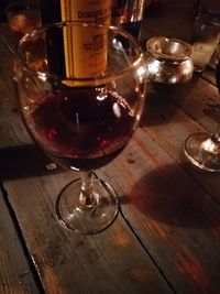 Close-up of wine glass on table