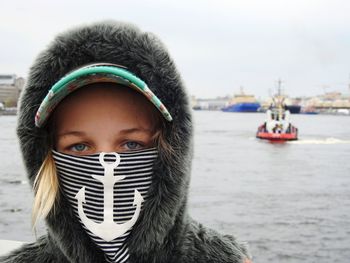 Portrait of teenage girl in snow