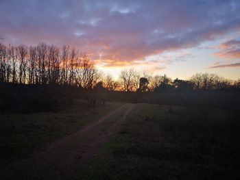 Scenic view of field against sky during sunset