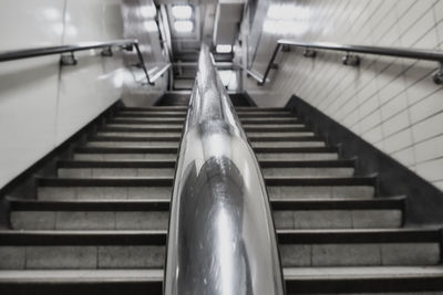 High angle view of escalator