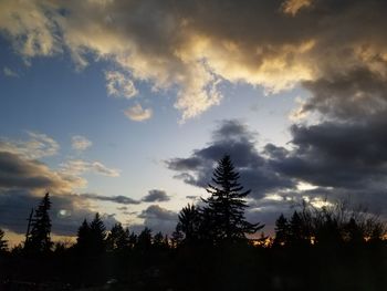 Low angle view of silhouette trees against sky at sunset