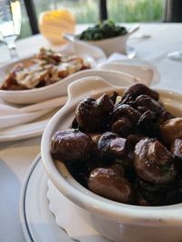 Close-up of meal served in plate on table