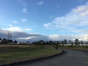 Scenic view of grass against sky