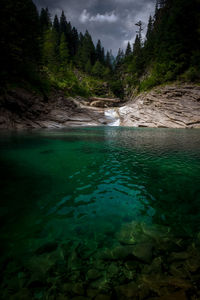 Scenic view of lake against sky