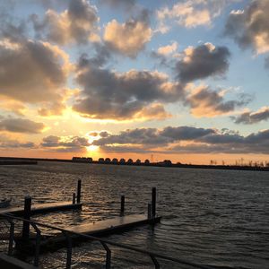 Scenic view of sea at sunset