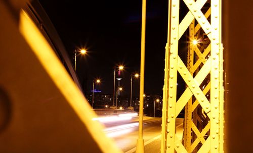 Illuminated street lights at night