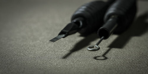 Close-up of tools on table