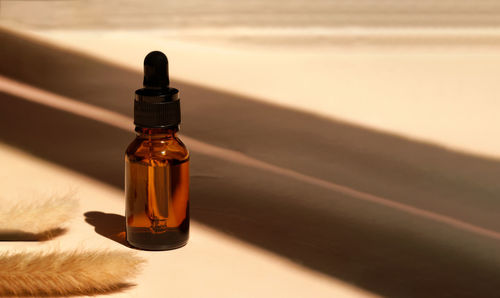 Close-up of bottles on table