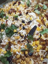 High angle view of pizza