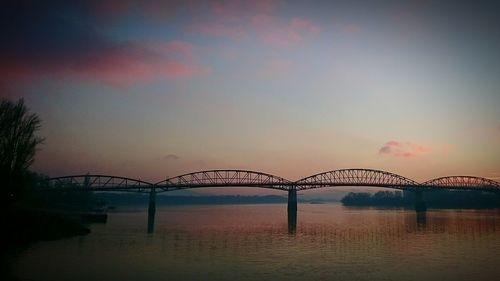 Arch bridge against sky during sunset