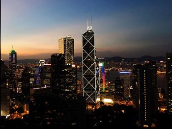 City lit up at night