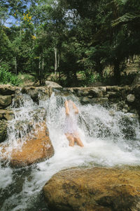 Scenic view of waterfall in forest