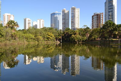 Reflection of buildings in water