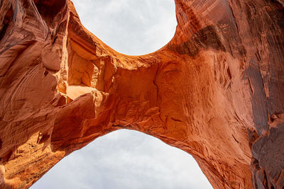 Low angle view of rock formation against sky