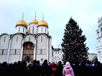 Group of people in front of building