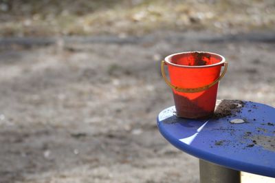 Close-up of toy bucket 