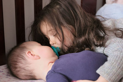 Beautiful brother and sister duo in the kids' room