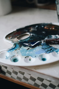 Close-up of palette on table