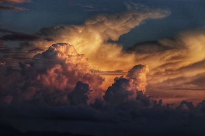 Low angle view of dramatic sky during sunset