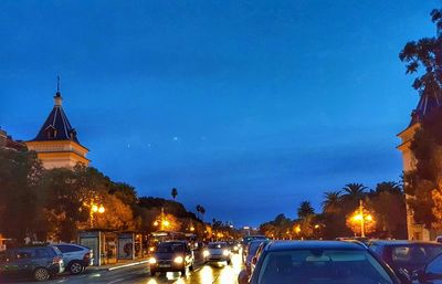 Cars on road at night