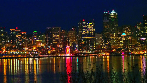 Illuminated city at night