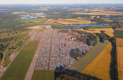 High angle view of agricultural field