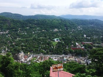 High angle view of townscape against sky