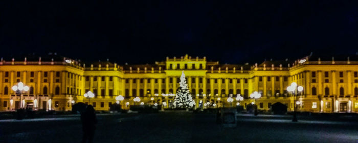 Illuminated building at night