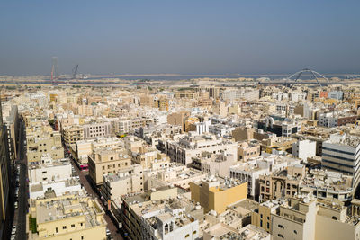 Aerial view on the residential buildings in deira in dubai