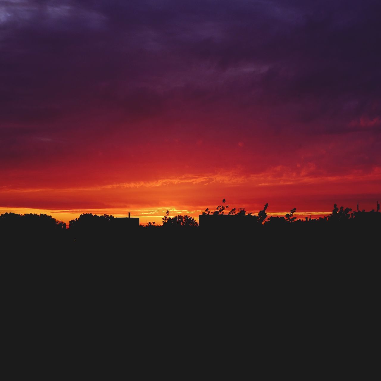 sunset, silhouette, sky, scenics, tranquil scene, beauty in nature, tranquility, orange color, cloud - sky, nature, idyllic, tree, dramatic sky, dusk, landscape, cloud, dark, cloudy, outdoors, no people