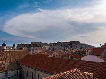Residential district against sky