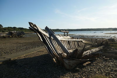 Panoramic view of abandoned beach against sky