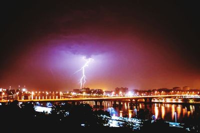 Illuminated city at night