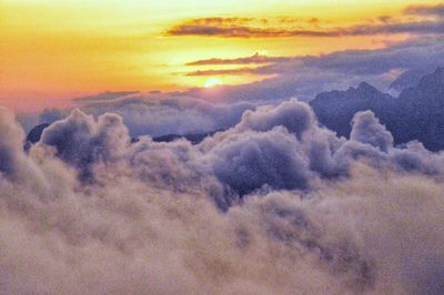Aerial view of clouds during sunset