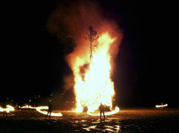 Firework display at night