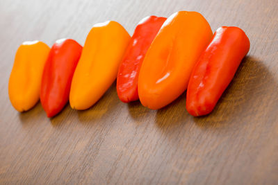 High angle view of vegetables on table