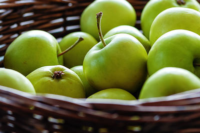 Close-up of apples in basket