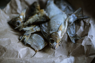 Fried fish on the paper