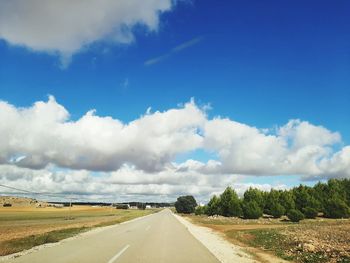 Blue sky and clouds benches