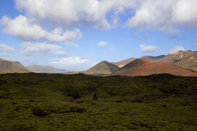 Scenic view of mountains against sky