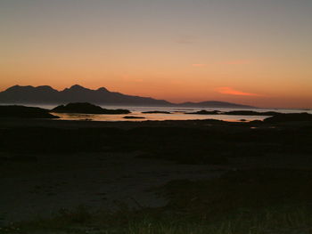 Scenic view of sunset over sea